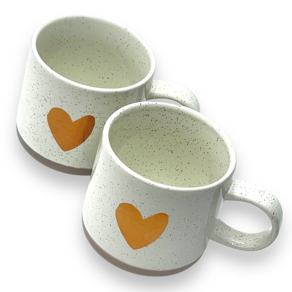 Starbucks 2017 Set of 2 Speckled Two Toned Coffee Tea Cup Copper Heart 12 oz. - Picture 2 of 9